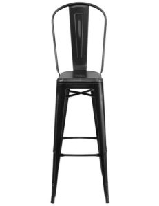 black indoor barstool with back