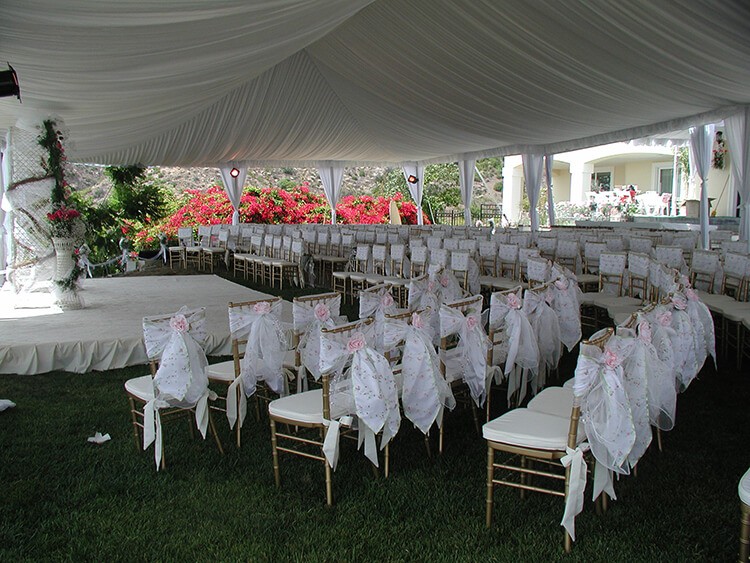 Setting up chairs for wedding