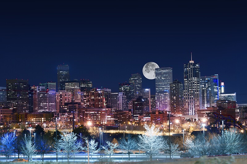 Full moon over Denver, Colorado