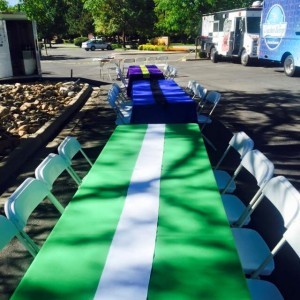 work stations for art party, tie-dye party, Table Rentals DTC Eats