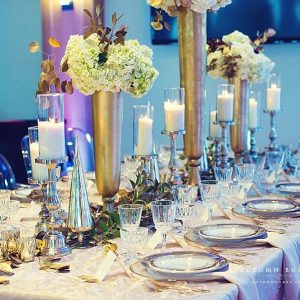 Long banquet tables for wedding