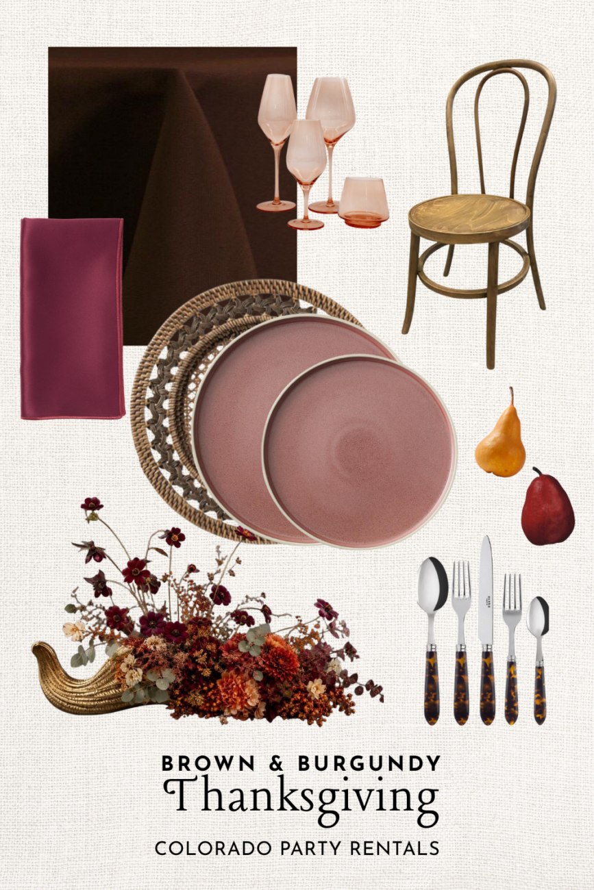 Brown & Burgundy Thanksgiving tablescape