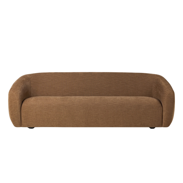 Rust colored curved loveseat rental