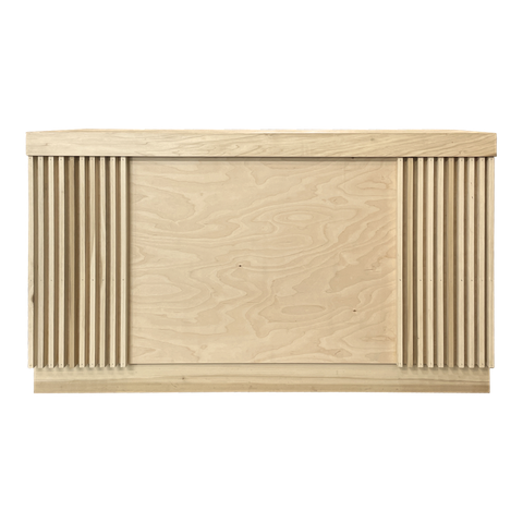 Natural wood fluted tabletop rental finish